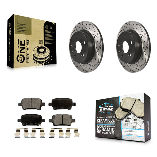 [Arrière] Kit de disque (percé rainuré revêtu) et plaquette (céramique) de frein pour 2016 Chevrolet Cruze avec 268mm Diameter Rotor KDT-100438
