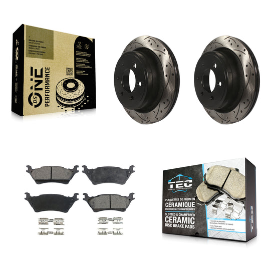[Arrière] Kit de disque (percé rainuré revêtu) et plaquette (céramique) de frein pour Ford F-150 KDT-100462