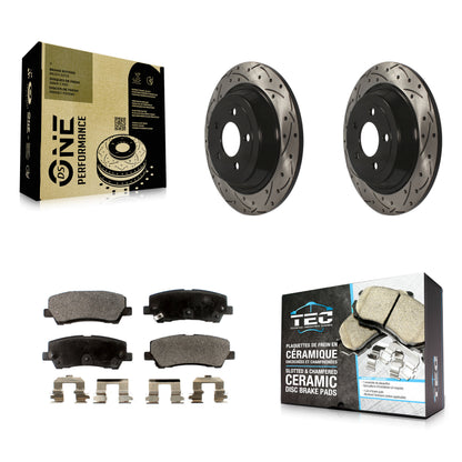 [Arrière] Kit de disque (percé rainuré revêtu) et plaquette (céramique) de frein pour Ford Mustang KDT-100470