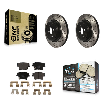 [Arrière] Kit de disque (percé rainuré revêtu) et plaquette (céramique) de frein pour Dodge Charger Magnum KDT-100475