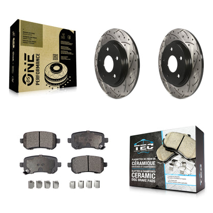 [Arrière] Kit de disque (percé rainuré revêtu) et plaquette (céramique) de frein pour Dodge Grand Caravan Chrysler Town & Country Journey Volkswagen Routan Ram C/V KDT-100480