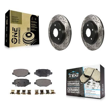 [Arrière] Kit de disque (percé rainuré revêtu) et plaquette (céramique) de frein pour Dodge Grand Caravan Chrysler Town & Country Journey Ram C/V Volkswagen Routan KDT-100482