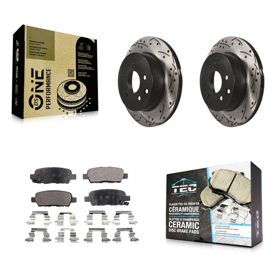 [Arrière] Kit de disque (percé rainuré revêtu) et plaquette (céramique) de frein pour Nissan Rogue Sport INFINITI G35 Select LEAF Juke 350Z Qashqai X-Trail KDT-100491