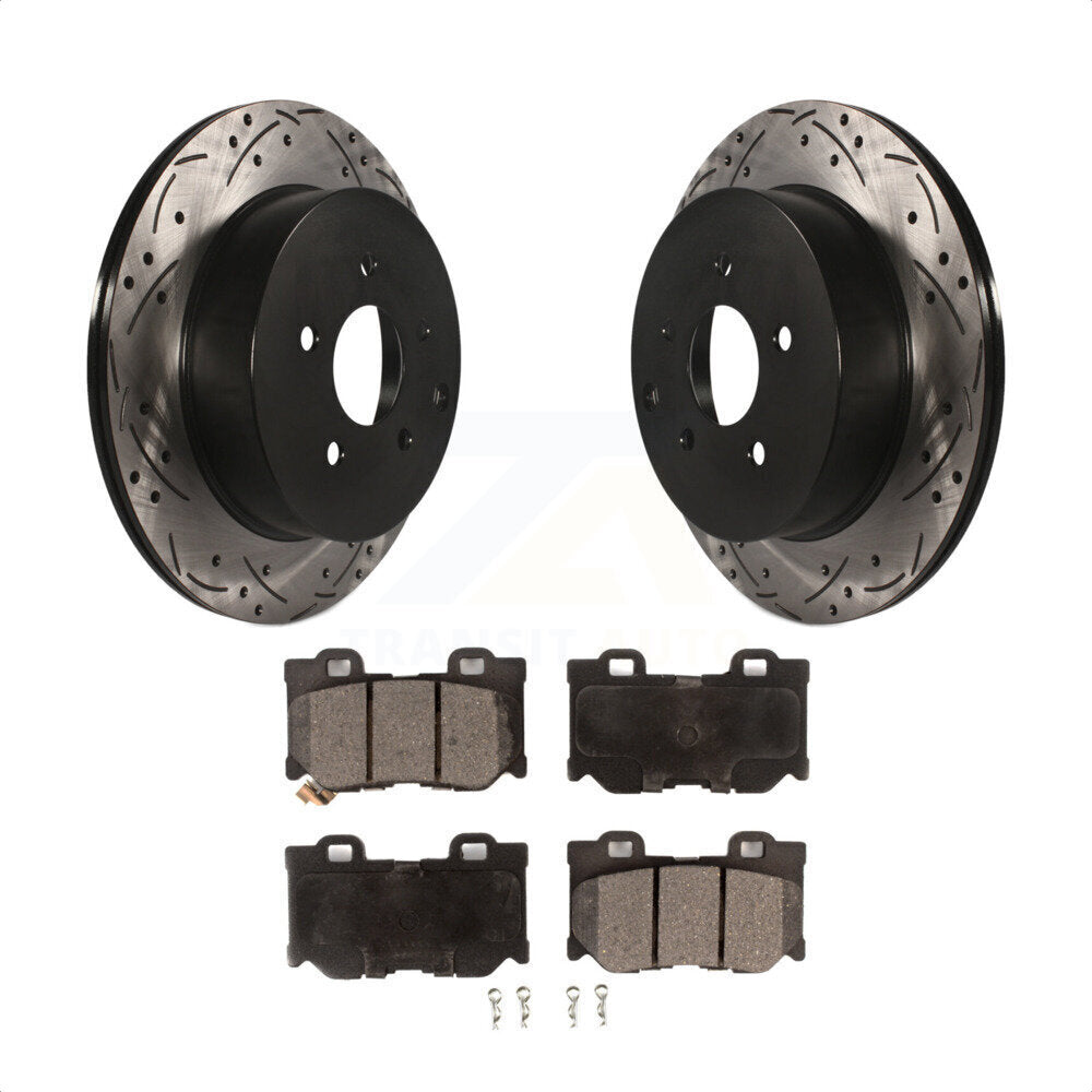 [Arrière] Kit de disque (percé rainuré revêtu) et plaquette (céramique) de frein pour INFINITI Q50 Q60 Q70 KDT-100492 par Transit Auto