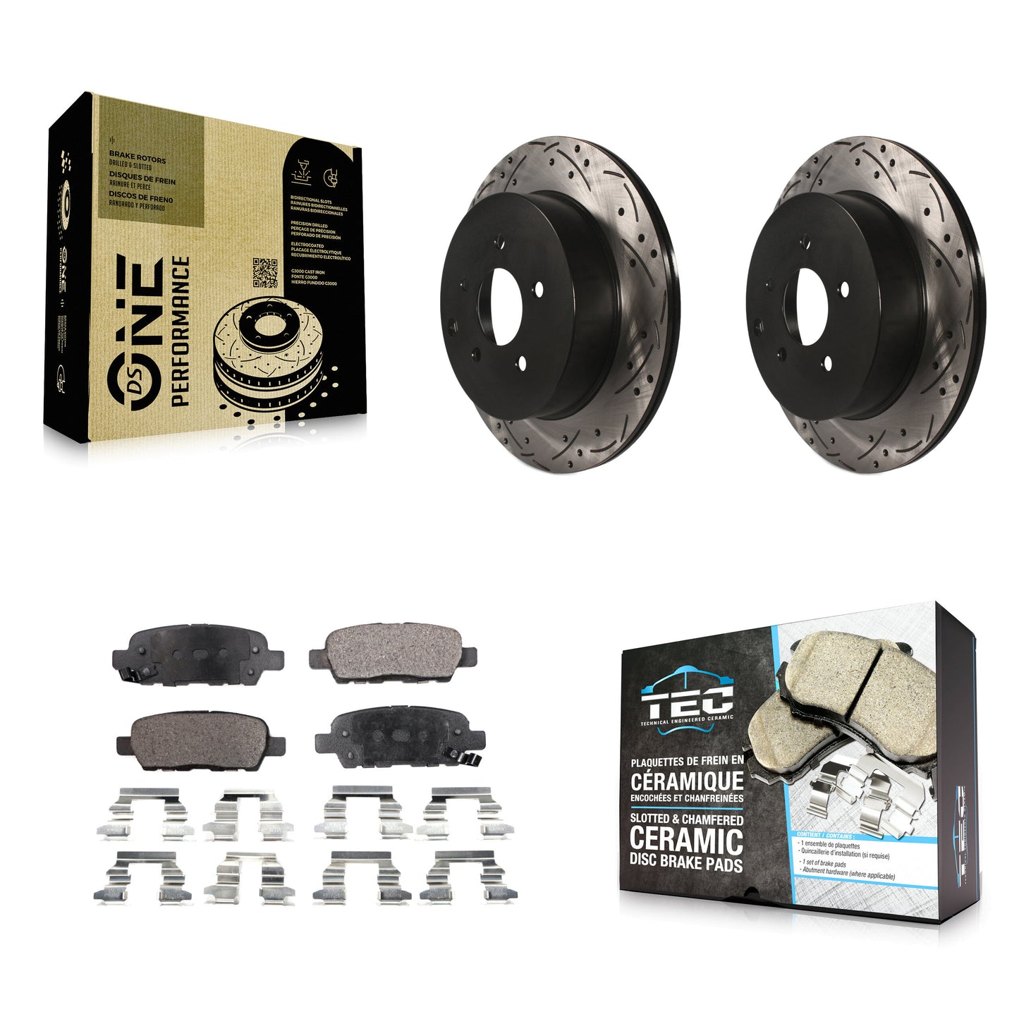 [Arrière] Kit de disque (percé rainuré revêtu) et plaquette (céramique) de frein pour Nissan Murano INFINITI Pathfinder QX60 Q50 Quest FX35 JX35 Q60 M37 QX70 Q70 Q70L FX45 FX37 M56 M35h KDT-100493