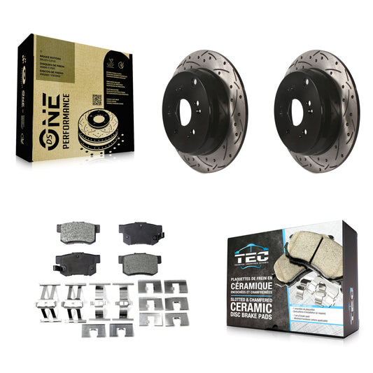 [Arrière] Kit de disque (percé rainuré revêtu) et plaquette (céramique) de frein pour Acura RDX KDT-100497