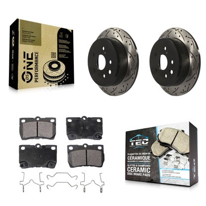 [Arrière] Kit de disque (percé rainuré revêtu) et plaquette (céramique) de frein pour Lexus IS250 KDT-100504