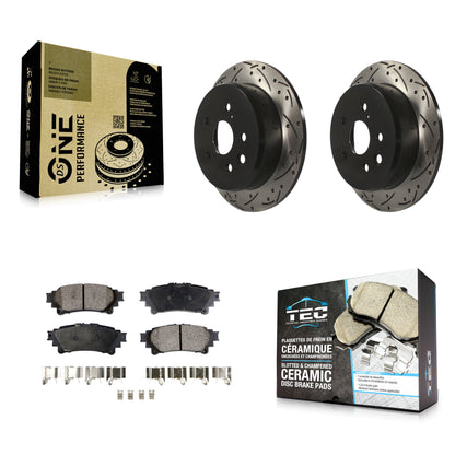 [Arrière] Kit de disque (percé rainuré revêtu) et plaquette (céramique) de frein pour Lexus IS250 KDT-100505