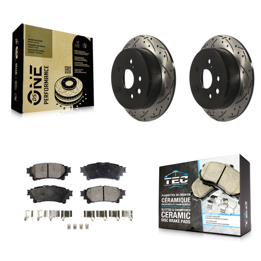 [Arrière] Kit de disque (percé rainuré revêtu) et plaquette (céramique) de frein pour Lexus IS250 KDT-100505