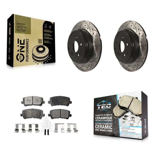 [Arrière] Kit de disque (percé rainuré revêtu) et plaquette (céramique) de frein pour Honda Odyssey Pilot Acura MDX ZDX KDT-100506