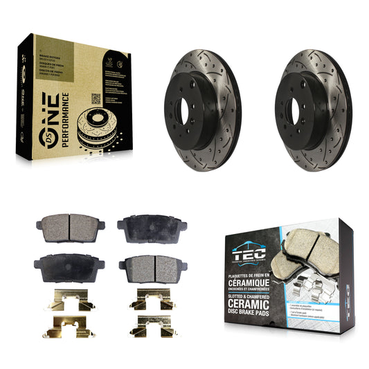 [Arrière] Kit de disque (percé rainuré revêtu) et plaquette (céramique) de frein pour 2007-2015 Mazda CX-9 KDT-100509