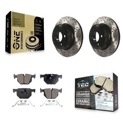 [Arrière] Kit de disque (percé rainuré revêtu) et plaquette (céramique) de frein pour BMW X5 X6 KDT-100511