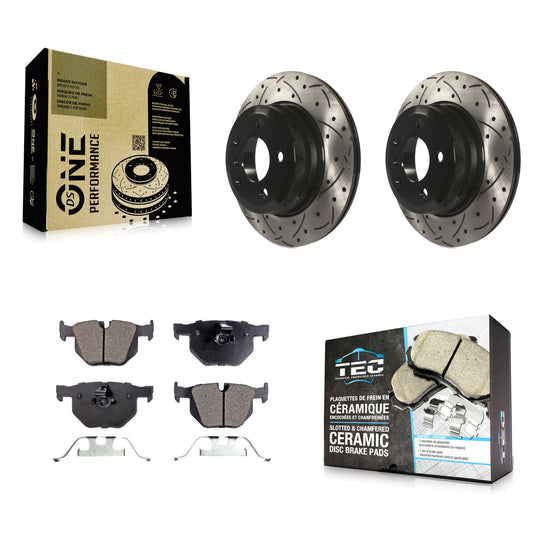 [Arrière] Kit de disque (percé rainuré revêtu) et plaquette (céramique) de frein pour BMW X5 X6 KDT-100511
