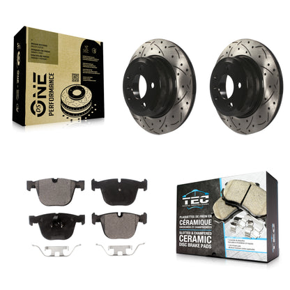 [Arrière] Kit de disque (percé rainuré revêtu) et plaquette (céramique) de frein pour 2009 BMW X6 xDrive35i From 10 08 KDT-100512