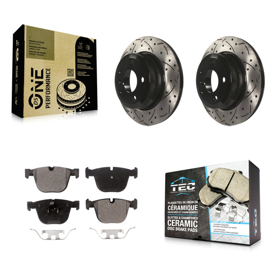 [Arrière] Kit de disque (percé rainuré revêtu) et plaquette (céramique) de frein pour 2009 BMW X6 xDrive35i From 10 08 KDT-100512