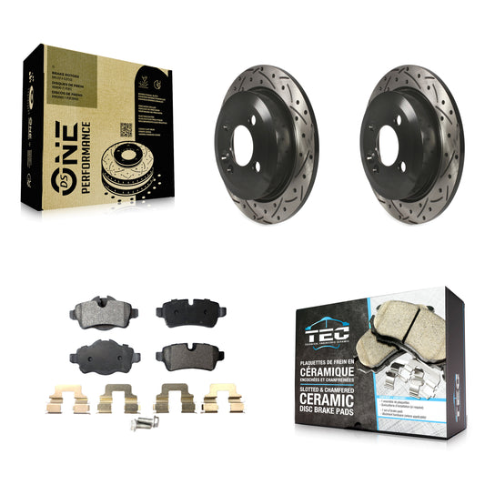 [Arrière] Kit de disque (percé rainuré revêtu) et plaquette (céramique) de frein pour Mini Cooper KDT-100515