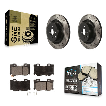 [Arrière] Kit de disque (percé rainuré revêtu) et plaquette (céramique) de frein pour INFINITI G37 Nissan 370Z Q60 Z KDT-100517