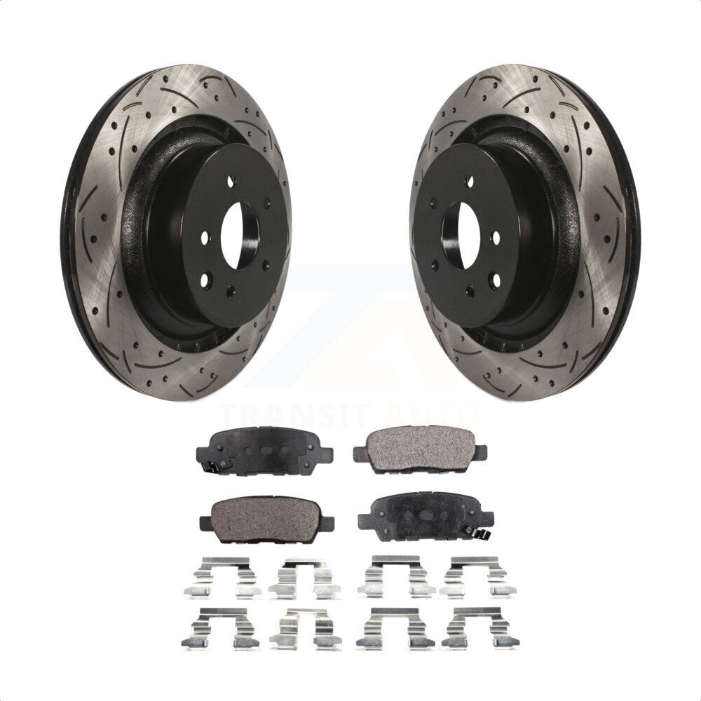 [Arrière] Kit de disque (percé rainuré revêtu) et plaquette (céramique) de frein pour 2014 INFINITI Q60 Sport KDT-100518 par Transit Auto
