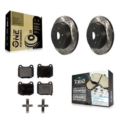 [Arrière] Kit de disque (percé rainuré revêtu) et plaquette (céramique) de frein pour Subaru Impreza WRX STI KDT-100519
