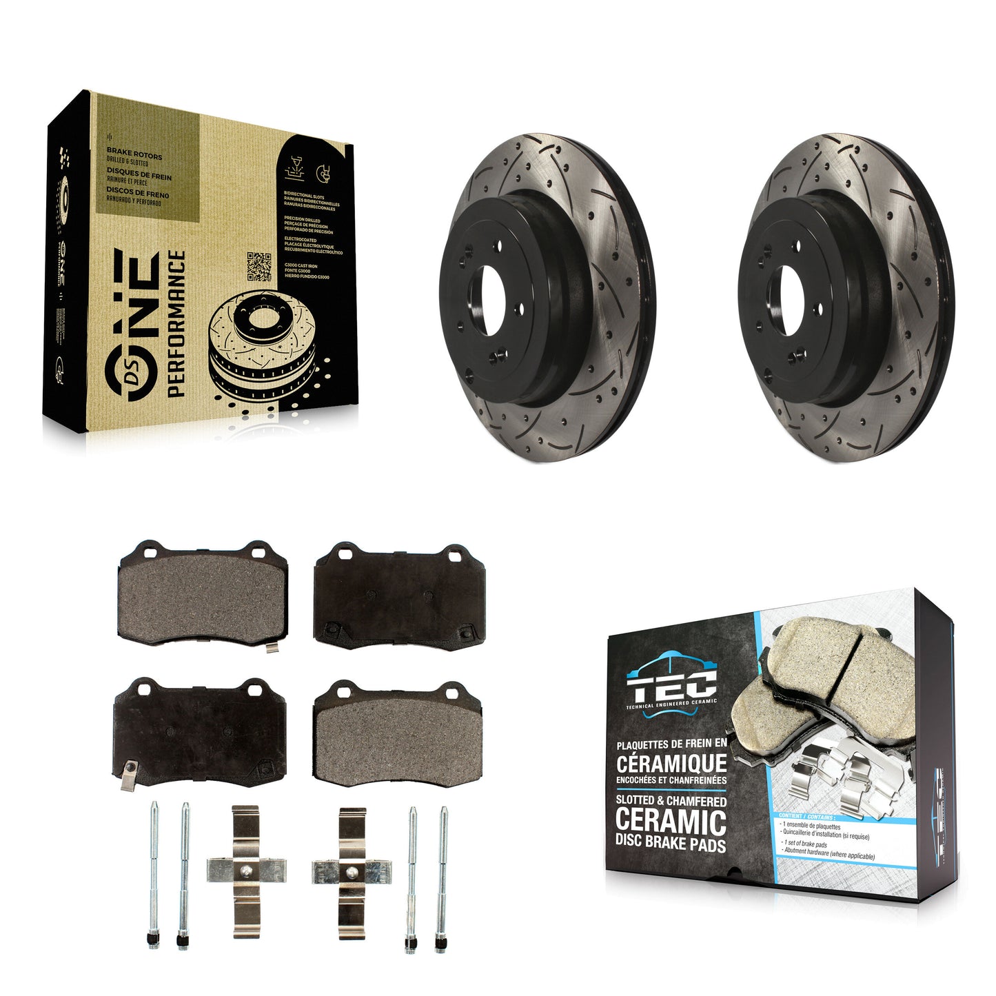 [Arrière] Kit de disque (percé rainuré revêtu) et plaquette (céramique) de frein pour Hyundai Genesis Coupe KDT-100524