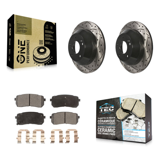 [Arrière] Kit de disque (percé rainuré revêtu) et plaquette (céramique) de frein pour 2015-2021 Kia Sedona KDT-100529