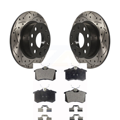 [Arrière] Kit de disque (percé rainuré revêtu) et plaquette (céramique) de frein pour 2011 Volkswagen Jetta avec 253mm Diameter Rotor KDT-100535
