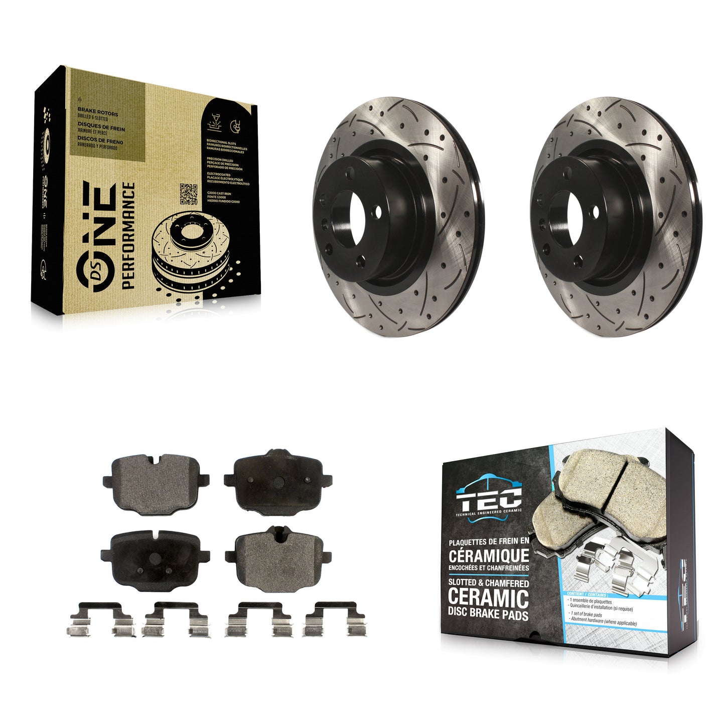 [Arrière] Kit de disque (percé rainuré revêtu) et plaquette (céramique) de frein pour 2012 BMW X3 From 10 11 KDT-100539