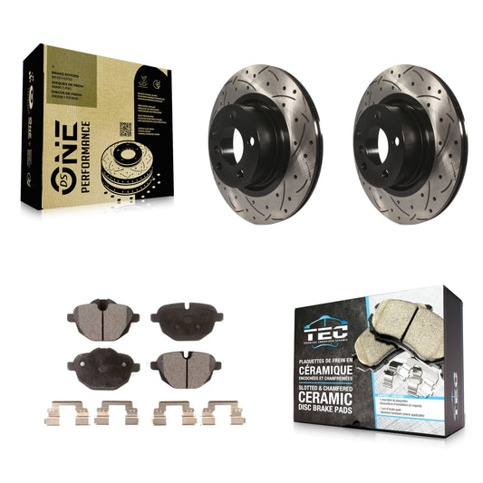 [Arrière] Kit de disque (percé rainuré revêtu) et plaquette (céramique) de frein pour BMW X3 X4 KDT-100540