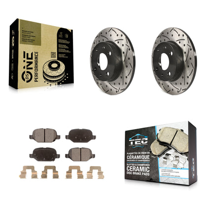 [Arrière] Kit de disque (percé rainuré revêtu) et plaquette (céramique) de frein pour Fiat 500 KDT-100541