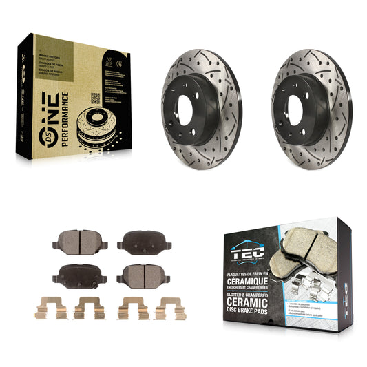 [Arrière] Kit de disque (percé rainuré revêtu) et plaquette (céramique) de frein pour Fiat 500 KDT-100541