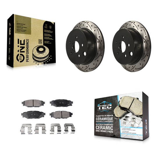 [Arrière] Kit de disque (percé rainuré revêtu) et plaquette (céramique) de frein pour Subaru Forester Impreza Crosstrek XV KDT-100547