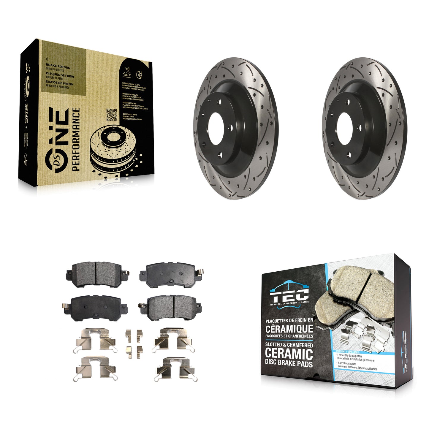 [Arrière] Kit de disque (percé rainuré revêtu) et plaquette (céramique) de frein pour Mazda CX-5 KDT-100549