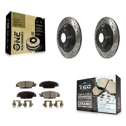 [Arrière] Kit de disque (percé rainuré revêtu) et plaquette (céramique) de frein pour Mazda CX-5 KDT-100550