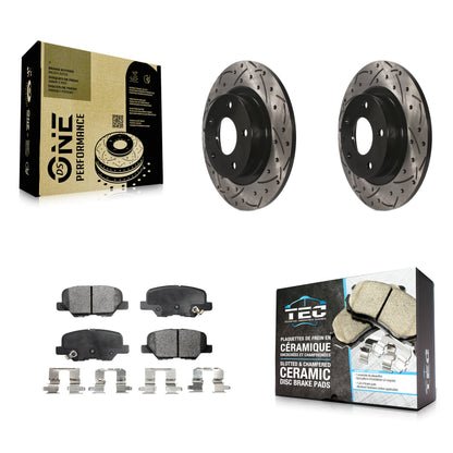 [Arrière] Kit de disque (percé rainuré revêtu) et plaquette (céramique) de frein pour 2014-2015 Mazda 6 KDT-100551
