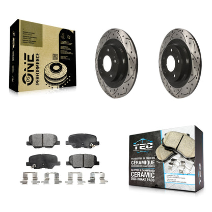 [Arrière] Kit de disque (percé rainuré revêtu) et plaquette (céramique) de frein pour Mitsubishi Outlander Sport PHEV RVR KDT-100552