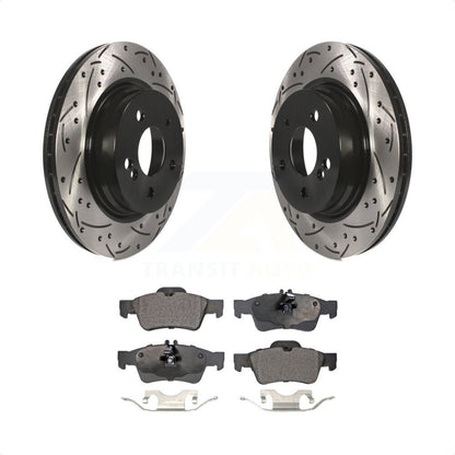 [Arrière] Kit de disque (percé rainuré revêtu) et plaquette (céramique) de frein pour Mercedes-Benz E550 avec 300mm Diameter Rotor KDT-100555 par Transit Auto