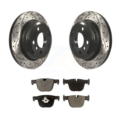 [Arrière] Kit de disque (percé rainuré revêtu) et plaquette (céramique) de frein pour 2016 BMW 428i xDrive sans Blue Painted Calipers KDT-100557 par Transit Auto