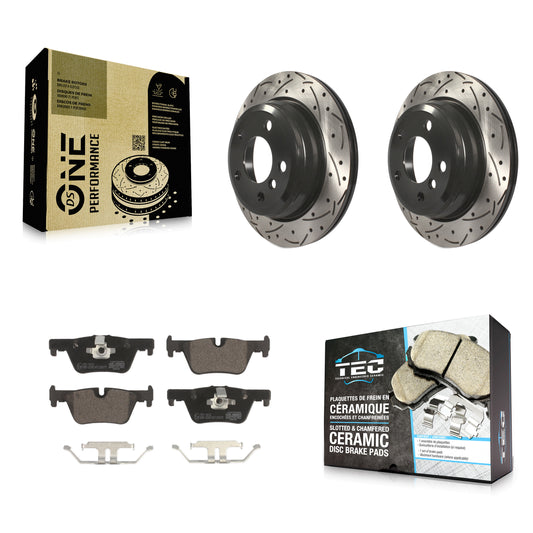[Arrière] Kit de disque (percé rainuré revêtu) et plaquette (céramique) de frein pour BMW 328i xDrive 320i 330i 428i 430i Gran Coupe GT 328d KDT-100558