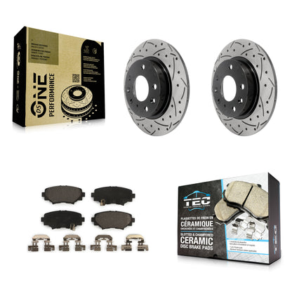 [Arrière] Kit de disque (percé rainuré revêtu) et plaquette (céramique) de frein pour Mazda 3 Sport KDT-100560