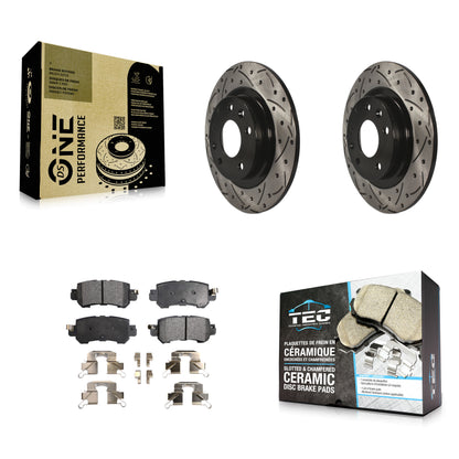 [Arrière] Kit de disque (percé rainuré revêtu) et plaquette (céramique) de frein pour 2016-2018 Mazda CX-3 KDT-100562