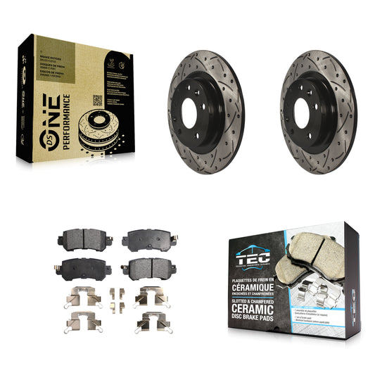 [Arrière] Kit de disque (percé rainuré revêtu) et plaquette (céramique) de frein pour 2016-2018 Mazda CX-3 KDT-100562
