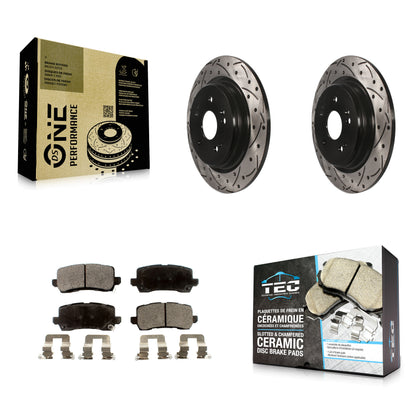 [Arrière] Kit de disque (percé rainuré revêtu) et plaquette (céramique) de frein pour 2015-2020 Acura TLX KDT-100564