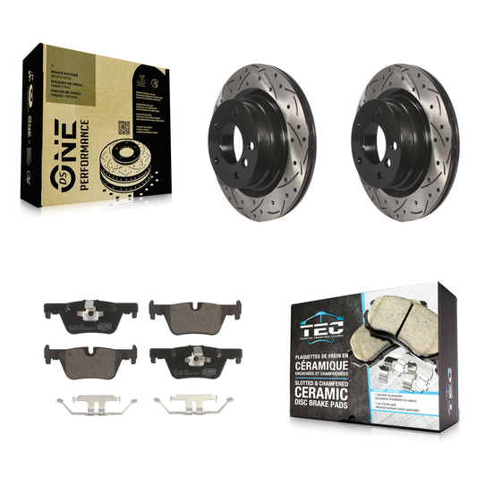[Arrière] Kit de disque (percé rainuré revêtu) et plaquette (céramique) de frein pour BMW 328i 320i 428i 228i 230i 328d xDrive KDT-100565
