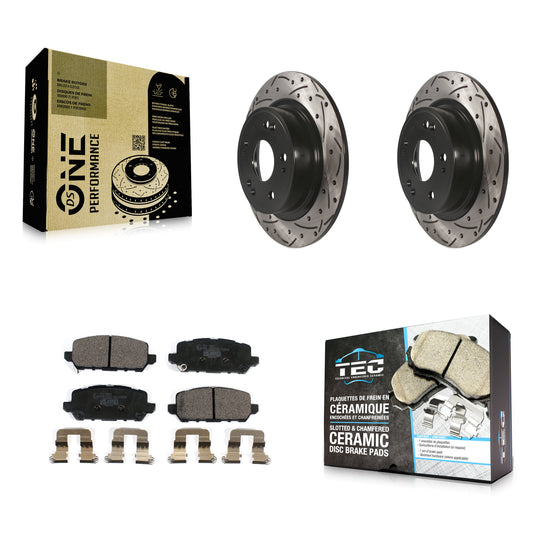 [Arrière] Kit de disque (percé rainuré revêtu) et plaquette (céramique) de frein pour 2016-2022 Honda HR-V KDT-100573