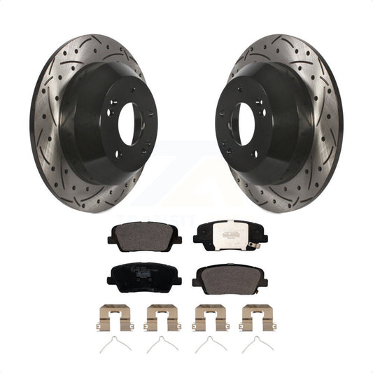 [Arrière] Kit de disque (percé rainuré revêtu) et plaquette (céramique) de frein pour Kia Sorento Hyundai Santa Fe Sport XL KDT-100575 par Transit Auto