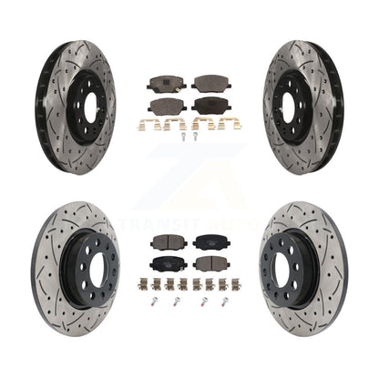 [Avant + Arrière] Kit de disque (percé rainuré revêtu) et plaquette (céramique) de frein pour Jeep Renegade Fiat 500X KDT-100588