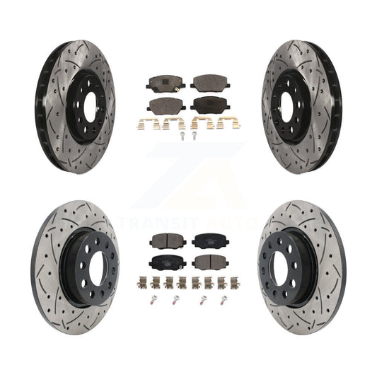[Avant + Arrière] Kit de disque (percé rainuré revêtu) et plaquette (céramique) de frein pour Jeep Renegade Fiat 500X KDT-100588