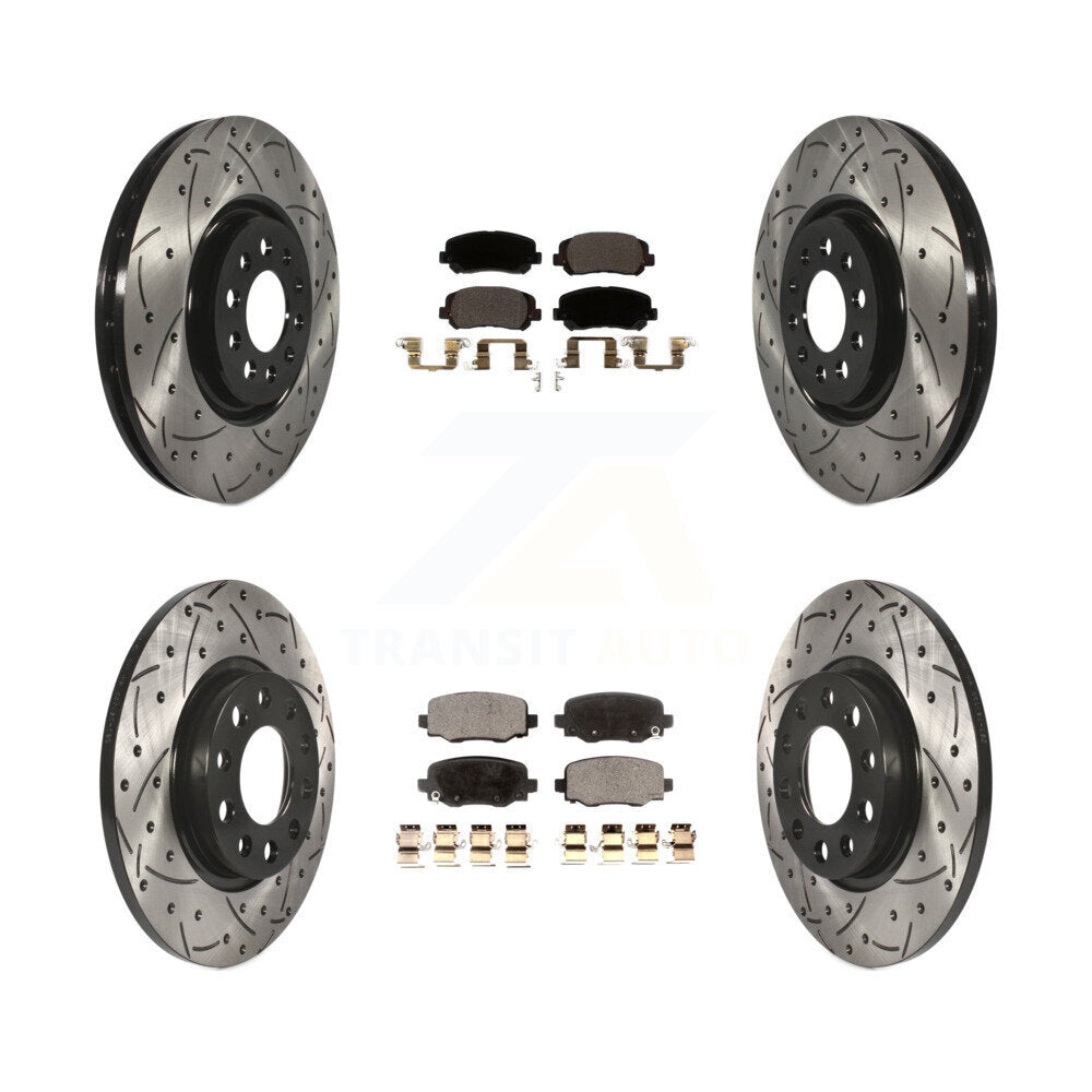 [Avant + Arrière] Kit de disque (percé rainuré revêtu) et plaquette (céramique) de frein pour Jeep Cherokee Chrysler 200 KDT-100589