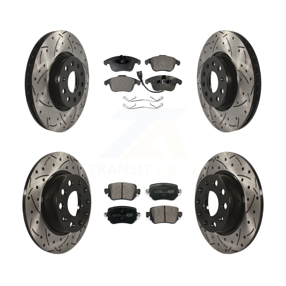 [Avant + Arrière] Kit de disque (percé rainuré revêtu) et plaquette (céramique) de frein pour Volkswagen Passat KDT-100591