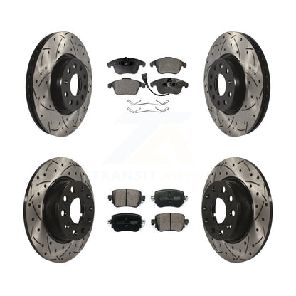 [Avant + Arrière] Kit de disque (percé rainuré revêtu) et plaquette (céramique) de frein pour Volkswagen Passat KDT-100591